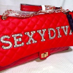 New Red “Sexy Diva” Oversized Clutch/Shoulder Bag. Vegan PETA approved.